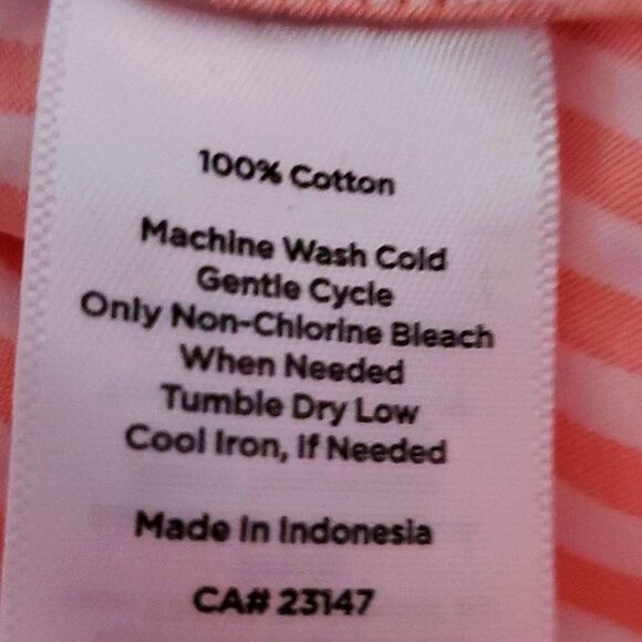 Talbots Pink & White Stripes Tie Waist Casual Coastal Button Front Top MP - Picture 10 of 10